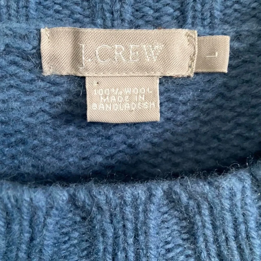 J. Crew Blue Wool Knit Pullover Sweater - Picture 4 of 7